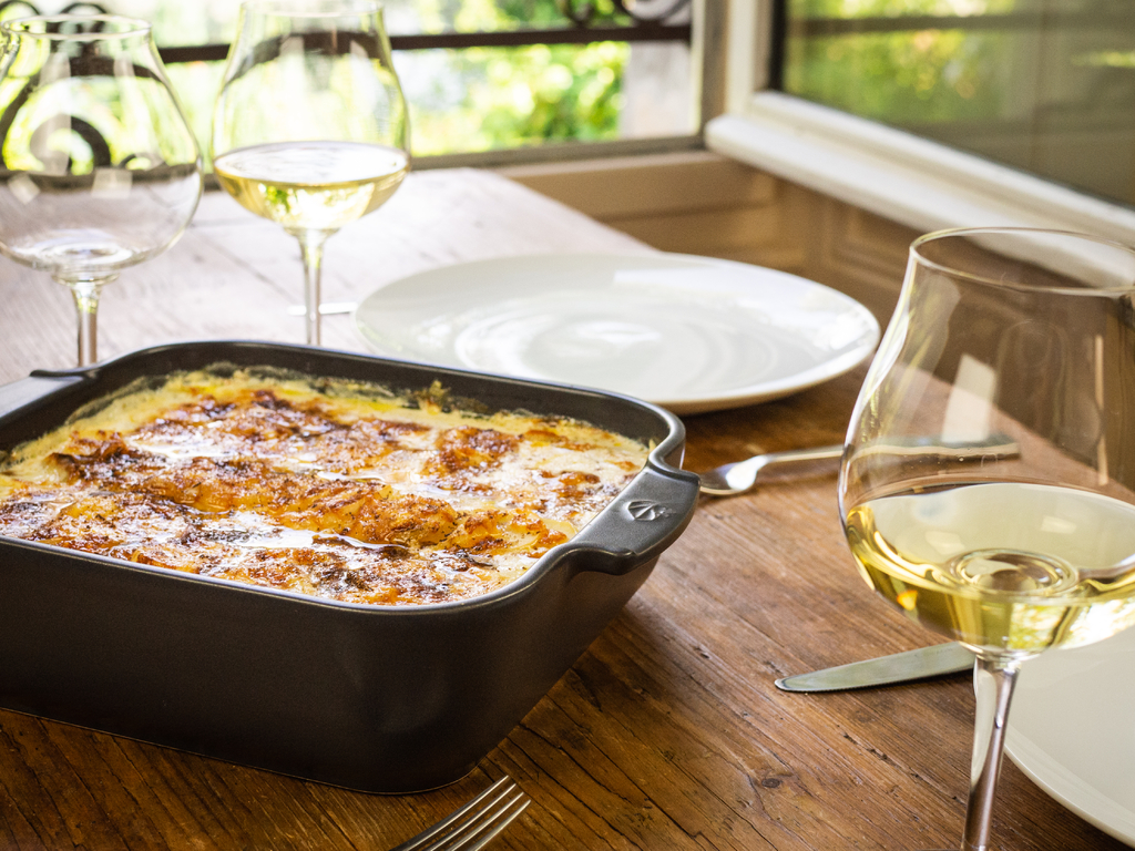 Kartoffelgratin mit Knoblauch und Crème fraîche