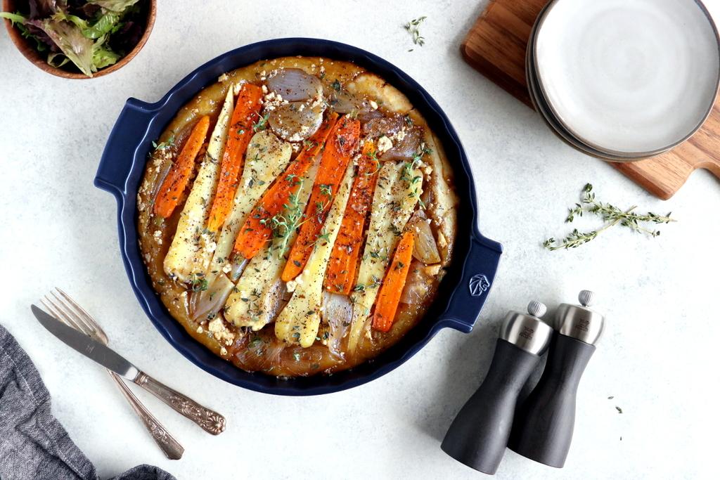 Tarte Torte aus Pastinaken, Schalotten und Feta - Peugeot Saveurs