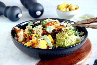 Vegetarische Blumenkohl-Burrito-Bowl