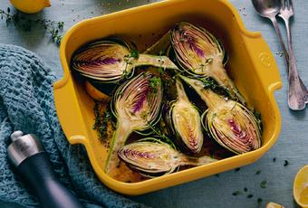 Backofen-Artischocken mit Feta und frischem Thymian