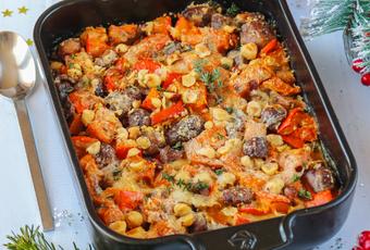 Gratin mit Kürbis, Süßkartoffeln und Kastanien