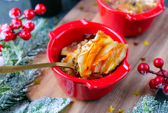Gratin mit 3 Gemüsesorten und Trüffelkäse