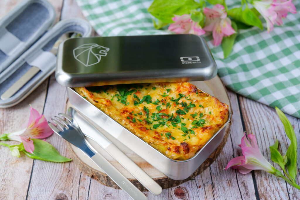 Lasagne mit Lauch, Lachs und Käse